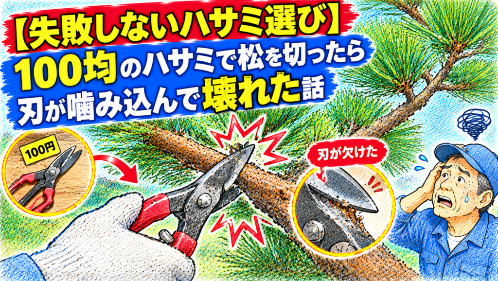 【失敗しないハサミ選び】100均のハサミで松を切ったら刃が噛み込んで壊れた話