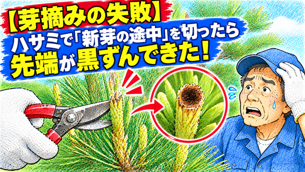 【芽摘みの失敗】ハサミで『新芽の途中』を切ったら先端から黒ずんできた！
