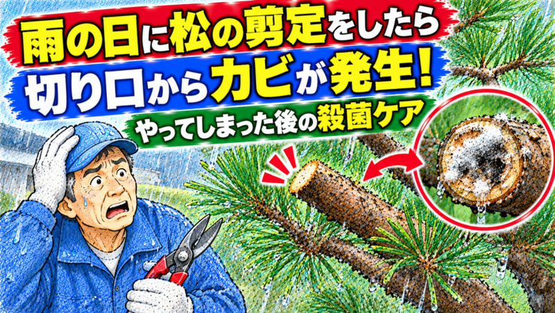 雨の日に松の剪定をしたら切り口からカビが発生！やってしまった後の殺菌ケア